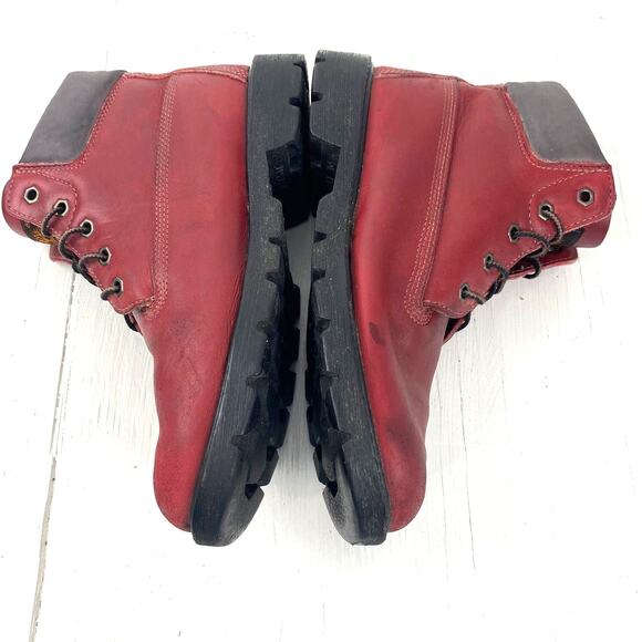 Timberland Lace Up Boots Red Hiking Waterproof Men\'s 6, Women\'s 8 main image 5